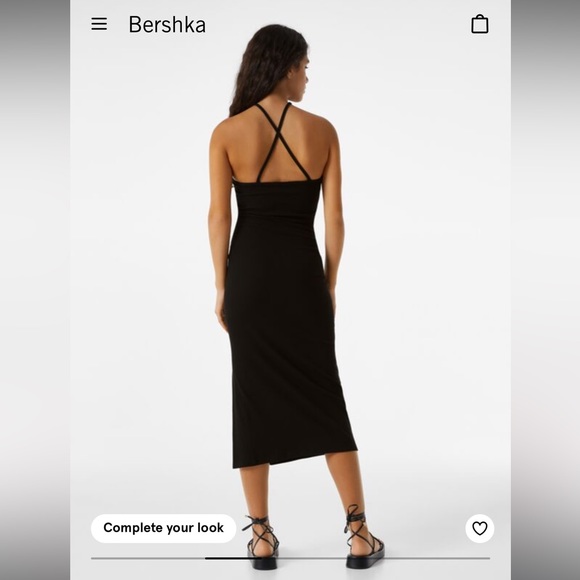 BERSHKA ribbed ring midi dress - Picture 2 of 8